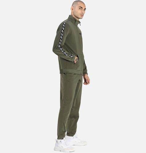 Men Olive Green Regular Fit Track Suit